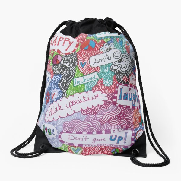 Positive Affirmation Doodle Drawstring Bag