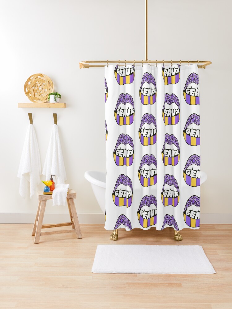 Geaux Lips Purple And Gold Lsu Tigers Shower Curtain By Mvsoileau