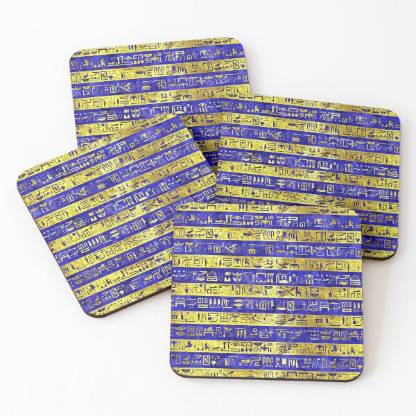 Item preview, Egyptian Heiroglyphs Gold Blue designed and sold by GuyBlank.