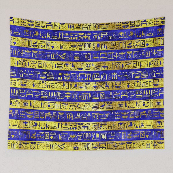 Item preview, Egyptian Heiroglyphs Gold Blue designed and sold by GuyBlank.