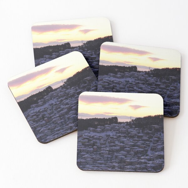 Item preview, before sunrise in snowy mountain town designed and sold by distracted.