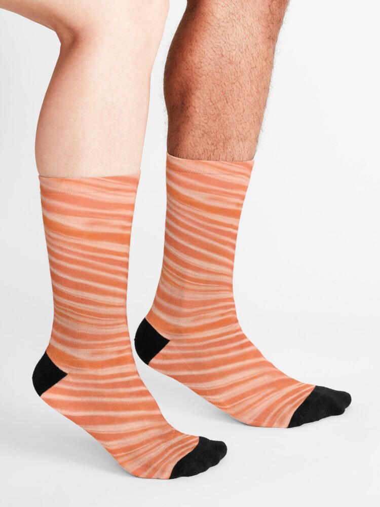 Alternate view of Raw salmon fillet pattern illustration Socks