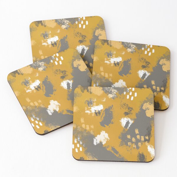 Item preview, Painterly Brush Strokes in Mustard + Grey designed and sold by latheandquill.