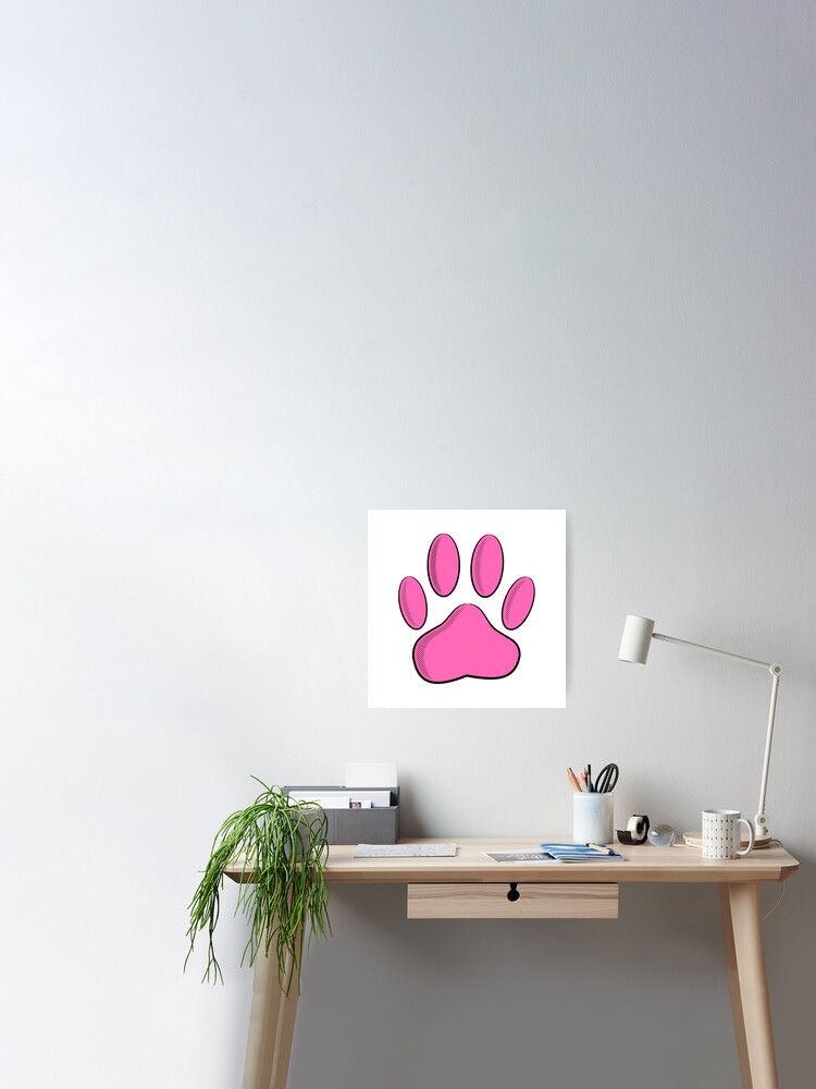 Hot pink paw print - Paw Print - Sticker