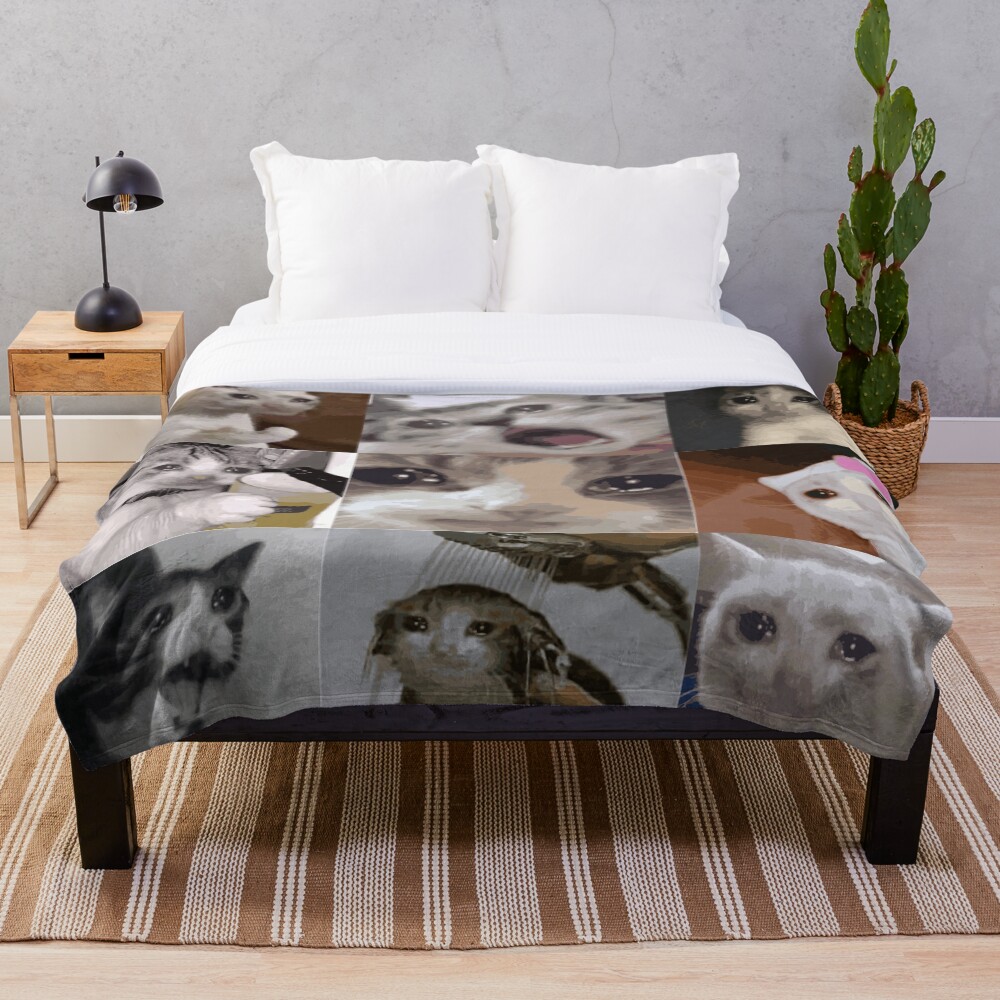 "Crying Cat" Throw Blanket for Sale by amine1998 Redbubble