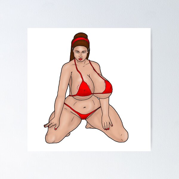 big-breasted, kneeling pin-up in a red bikini Sticker by PinUpsandPulp
