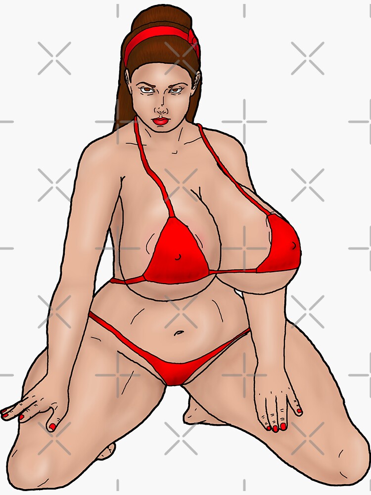 big-breasted, kneeling pin-up in a red bikini Sticker by