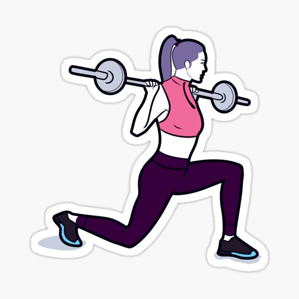Woman doing barbell lunges Sticker