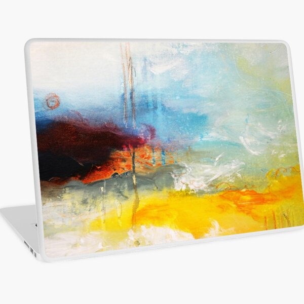 Yellow Blue Abstract Art Print Laptop Skin