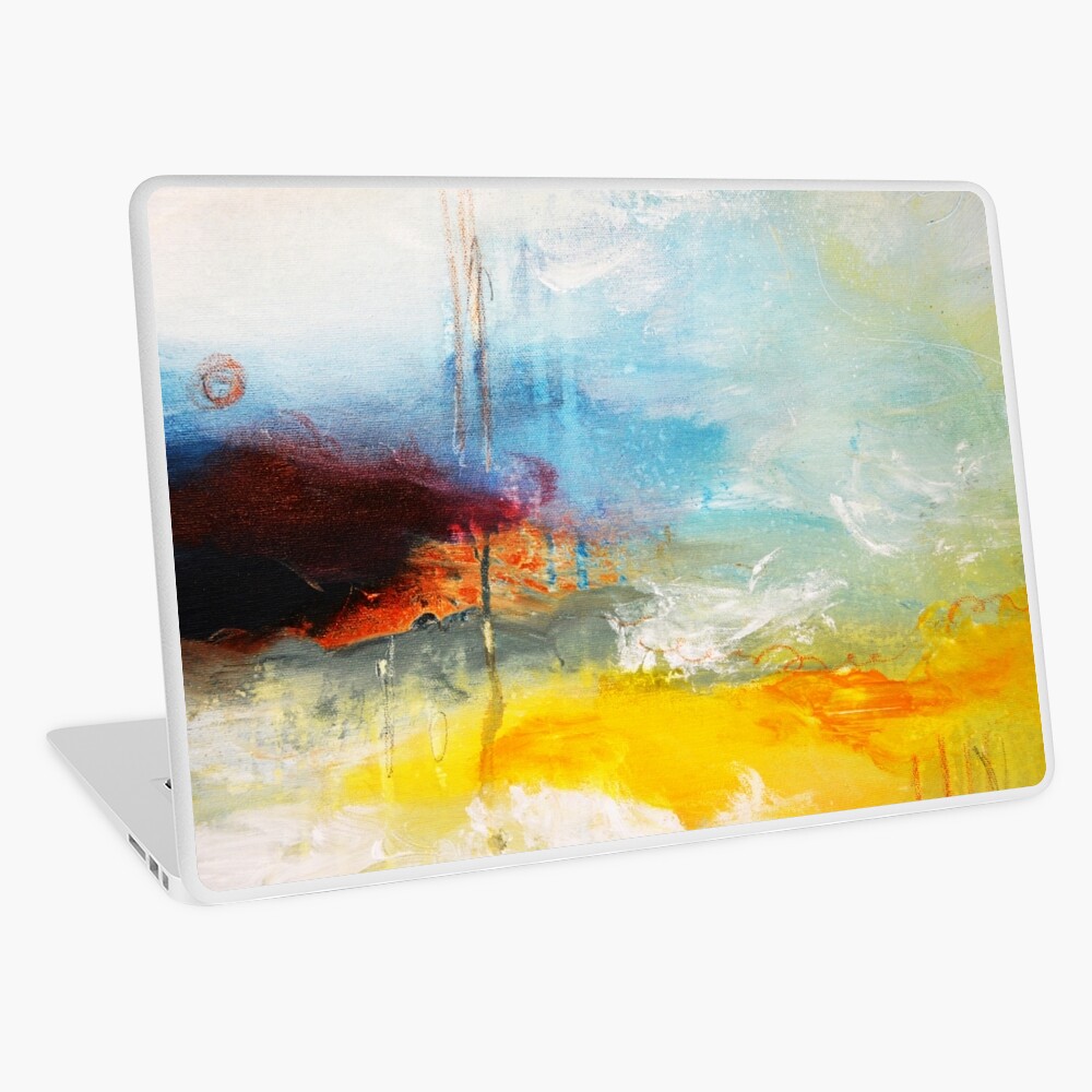 Yellow Blue Abstract Art Print Laptop Skin