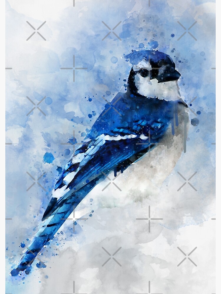 Custom Watercolor Blue Jay Bird Artistic Animal Artsy Painting T