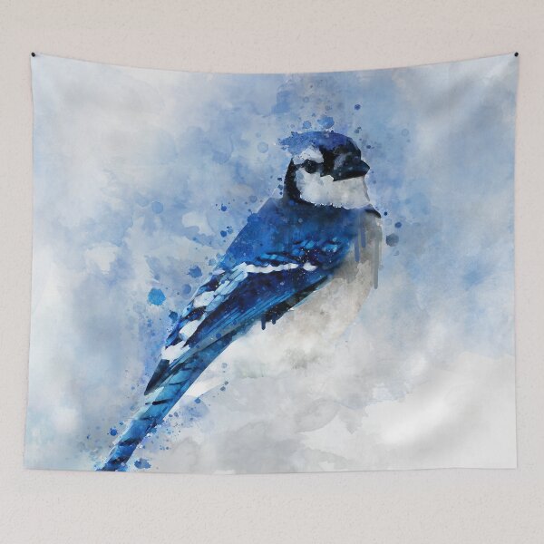 Item preview, Dramabite Watercolour blue jay bird artistic artsy animal painting designed and sold by dramabite.