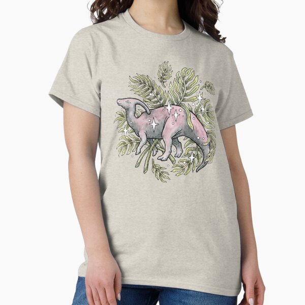 Vista previa del artículo con la obra «Parasaurolophus y palmeras | Arte botánico de dinosaurios», diseñado y vendido por OMEGAFAUNA.
