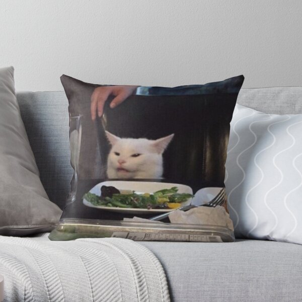 Cat Meme Pillow Cover Woman Shouting At A Cat Throw Pillow Case 