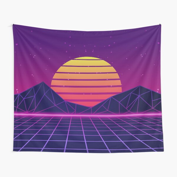 Synthwave Sunset Aesthetic Tapestry