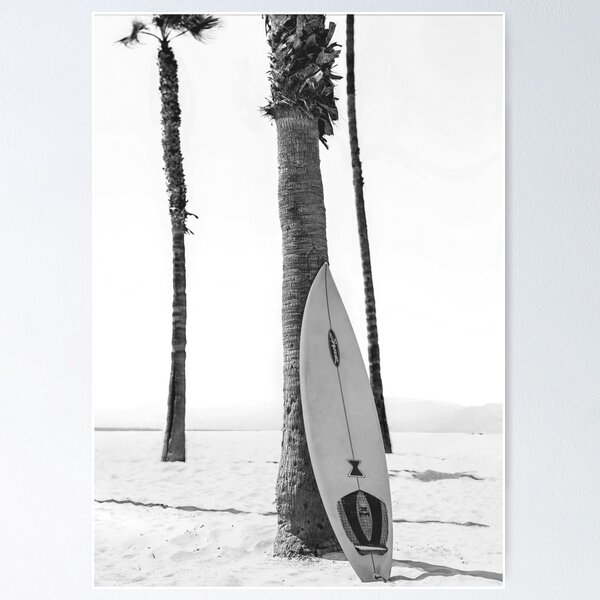Item preview, Surfboard on Beach, Coastal Decor, Black and White, Modern Art designed and sold by moderntrend.