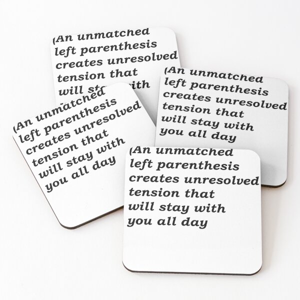 Item preview, Funny English Grammar Shirt - An unmatched left parenthesis creates unresolved tension that will stay with you all day designed and sold by MusicAndPower.