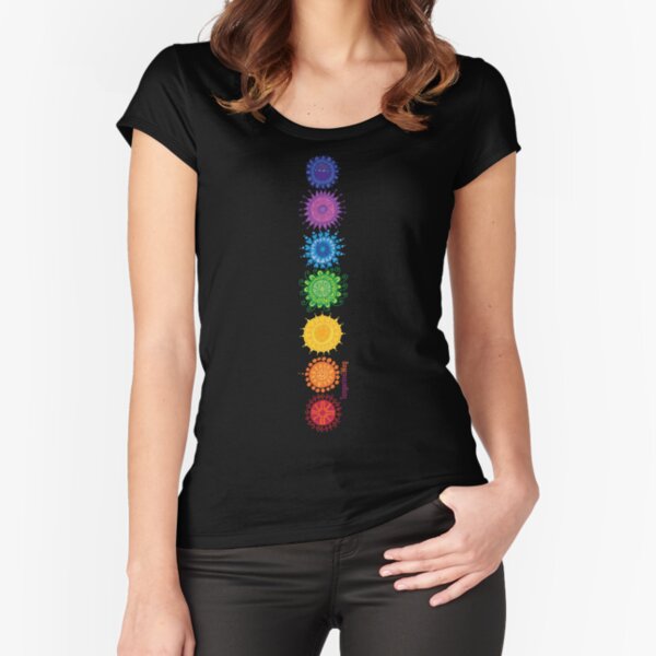 Chakra rainbow flowers Fitted Scoop T-Shirt