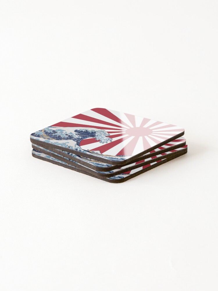 Thumbnail 4 of 5, Coasters (Set of 4), Great Wave off Kanagawa Rising Sun [Roufxis-Rb] designed and sold by RoufXis.