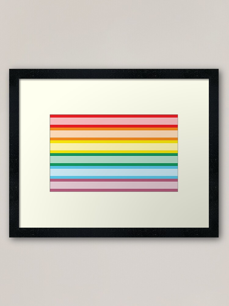 Pastel Rainbow Flag Stripes Thick Horizontal | Framed Art Print