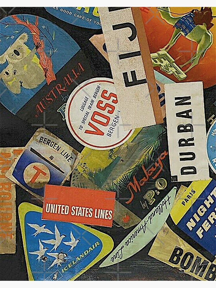 Vintage Travel Sticker Collage Artwork Art Board Print for Sale by  FuzzyHoney