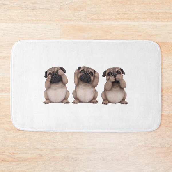 Item preview, Three Pug Puppie Dogs No Evil designed and sold by Rowena Jones.