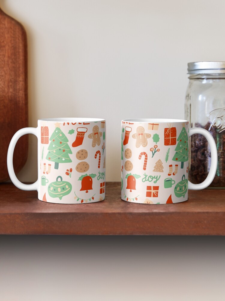 2 Ceramic Christmas PEACE & JOY Mason Jar Shape MUGS Cups