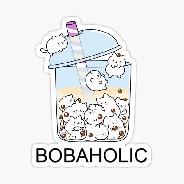 Item preview, Chubby Bobaholic Cats Love Boba! designed and sold by SirBobalot.