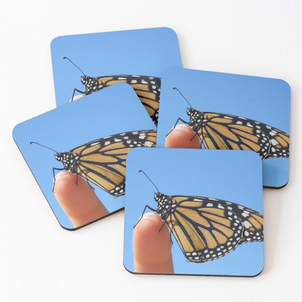 Item preview, Monarch butterfly on a finger and blue sky designed and sold by Stephanie  Skeem.