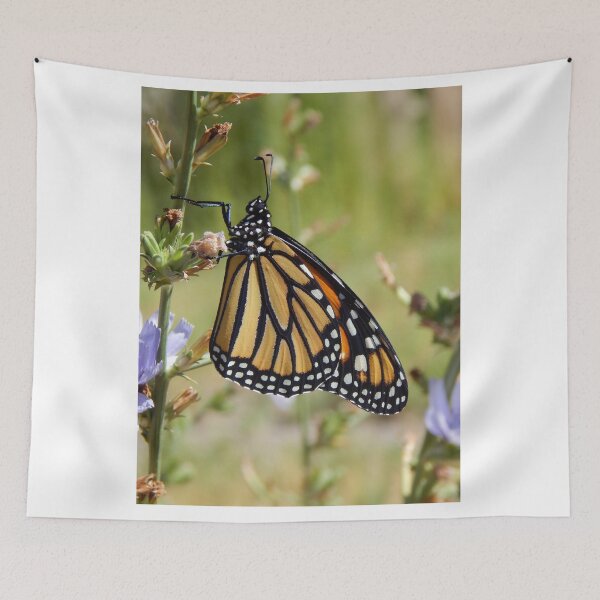 Item preview, Monarch butterfly on purple flax flower designed and sold by Stephanie  Skeem.