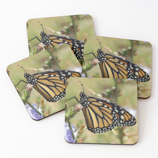 Item preview, Monarch butterfly on purple flax flower Naure picture designed and sold by Stephanie  Skeem.
