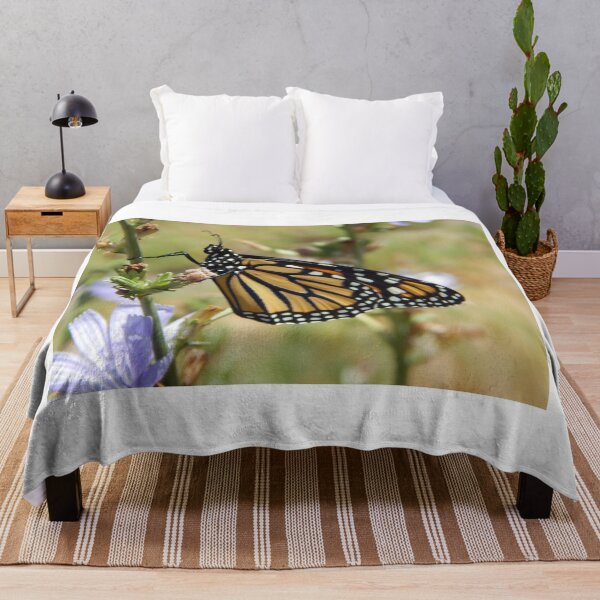 Item preview, Monarch butterfly on purple flax flower Naure picture designed and sold by Stephanie Skeem.