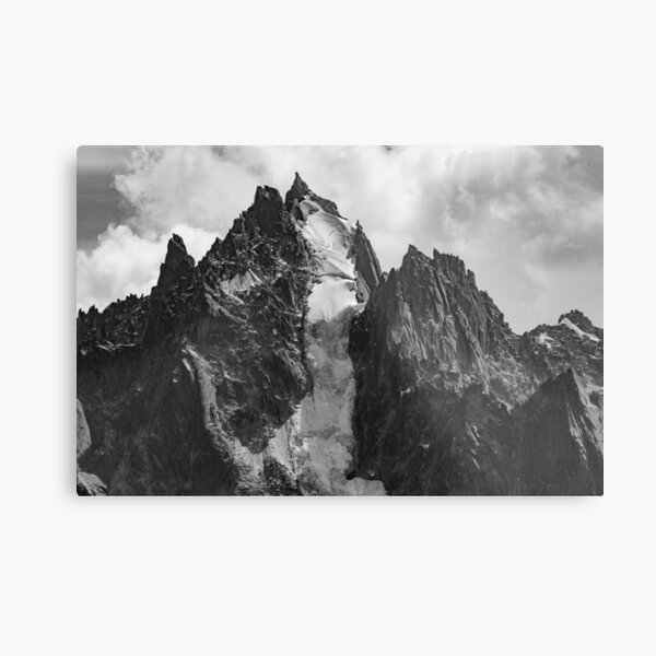Black and White Snow Mountain Photograph Metal Print