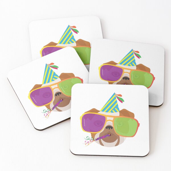 Item preview, Party Bulldog With Party hat and Colorful Sunglasses designed and sold by sigdesign.