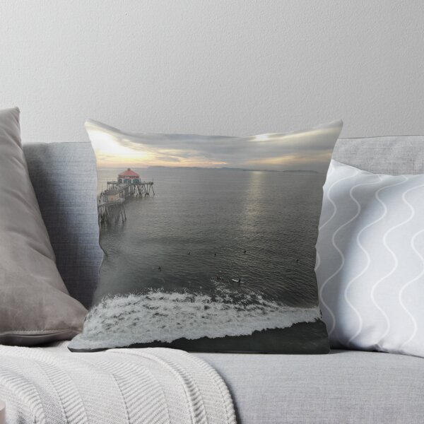 Surfers at Sunset Throw Pillow