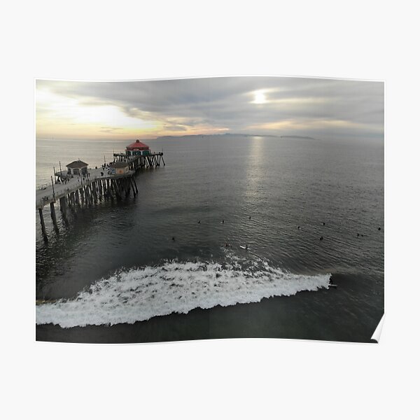 Surfers at Sunset Poster