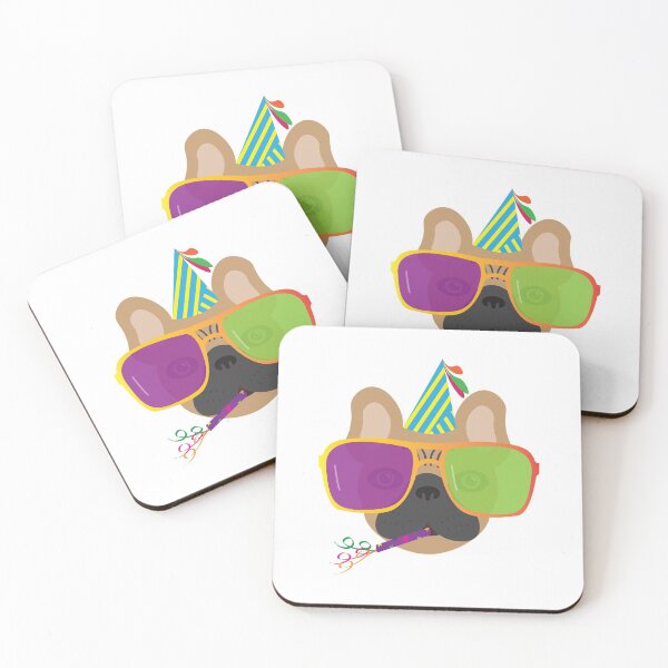 Item preview, Party French Bulldog With Party hat and Colorful Sunglasses designed and sold by sigdesign.