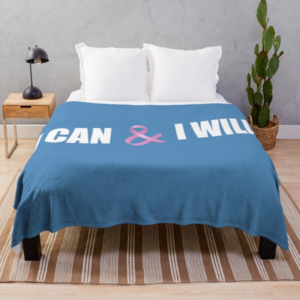 Item preview, I Can and I Will Inspirational Breast Cancer Awareness Typography designed and sold by Hommie9977.