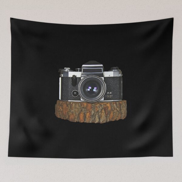 Item preview, 1960's Old Cameras Vintage On A Wooden Block On Black designed and sold by Jason Gilbert.