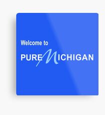 Welcome to Pure Michigan Road Sign Metal Print