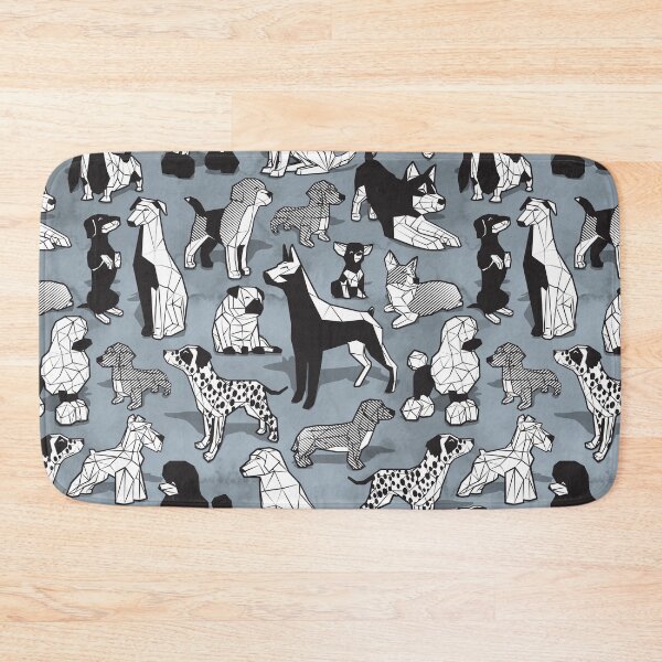Item preview, Geometric sweet wet noses // pale blue watercolour texture background black and white dogs designed and sold by SelmaCardoso.