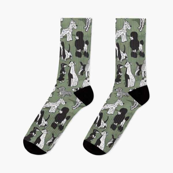Item preview, Geometric sweet wet noses // sage green watercolour texture background black and white dogs designed and sold by SelmaCardoso.
