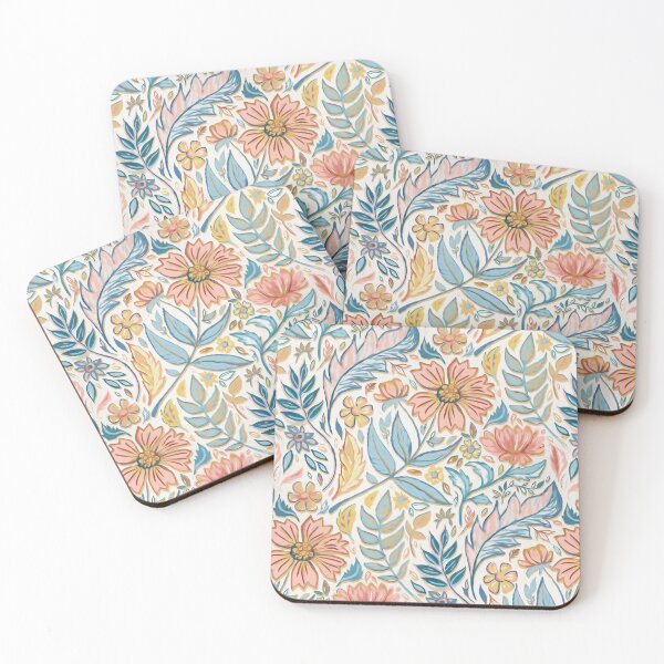 Item preview, Soft Peach and Blue Art Nouveau Floral designed and sold by micklyn.