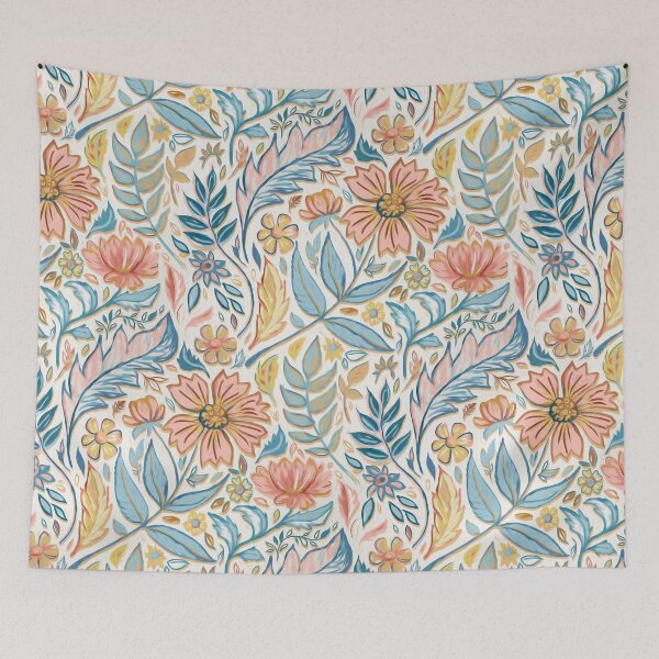 Item preview, Soft Peach and Blue Art Nouveau Floral designed and sold by micklyn.