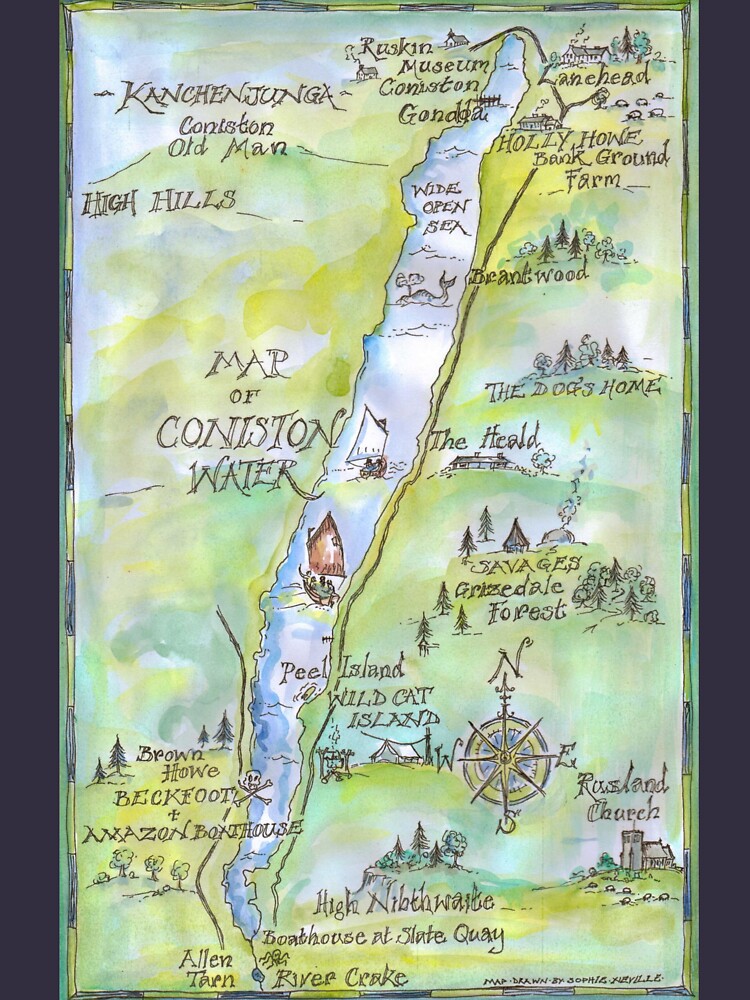 Swallows and Amazons map of Coniston Water - by SophieNeville