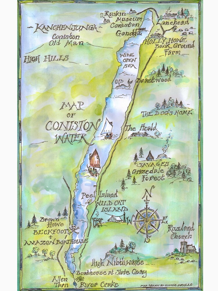 Swallows and Amazons map of Coniston Water - by SophieNeville