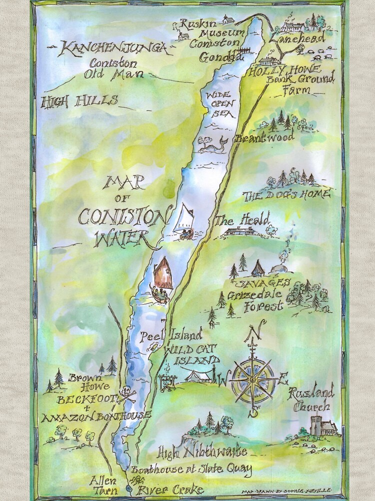Swallows and Amazons map of Coniston Water - by SophieNeville