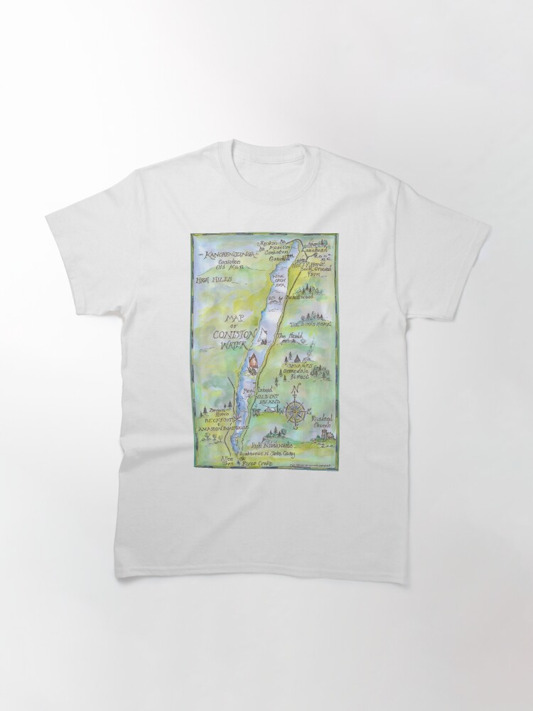 Alternate view of Swallows and Amazons map of Coniston Water - Classic T-Shirt