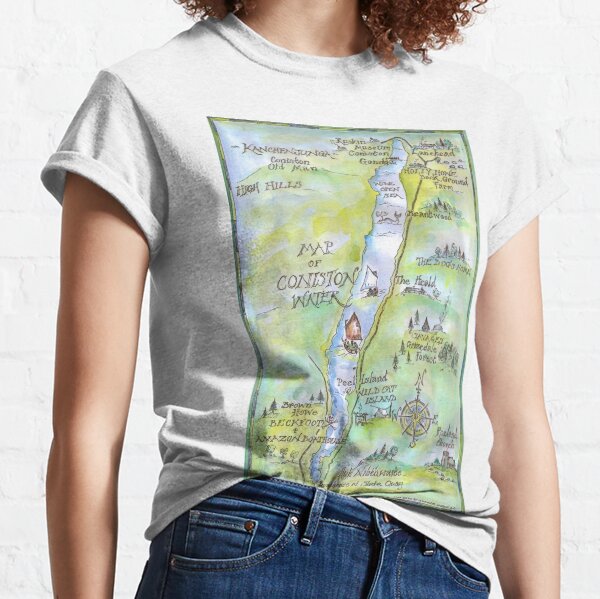 Swallows and Amazons map of Coniston Water - Classic T-Shirt