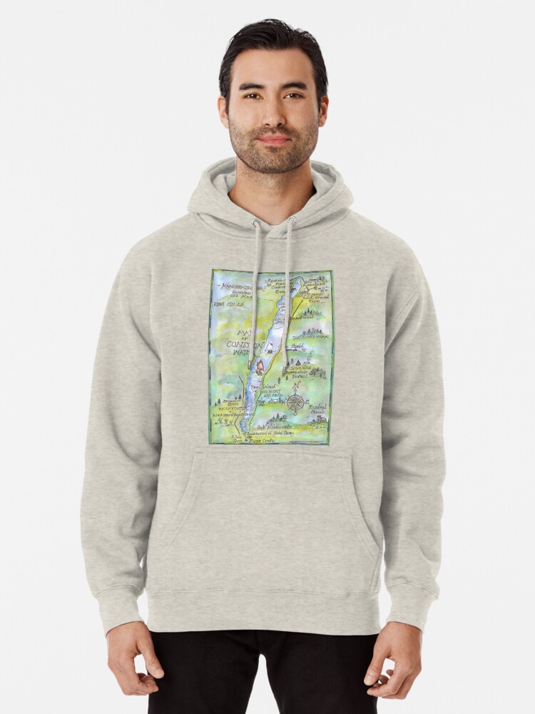 Alternate view of Swallows and Amazons map of Coniston Water - Pullover Hoodie